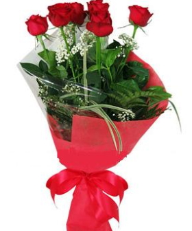 5 adet kırmızı gülden buket Ankara kaliteli taze ve ucuz çiçekler